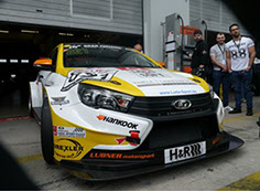 LADA Vesta WTCC race car in the paddock